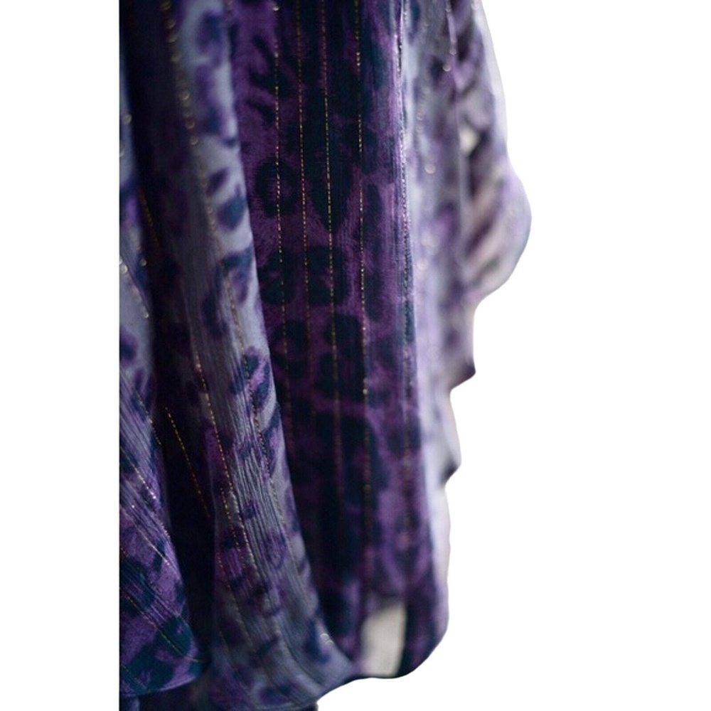 Rebecca Taylor Purple Silk Leopard Print Empire Waist Mini Y2K Size 2 - Picture 3 of 4